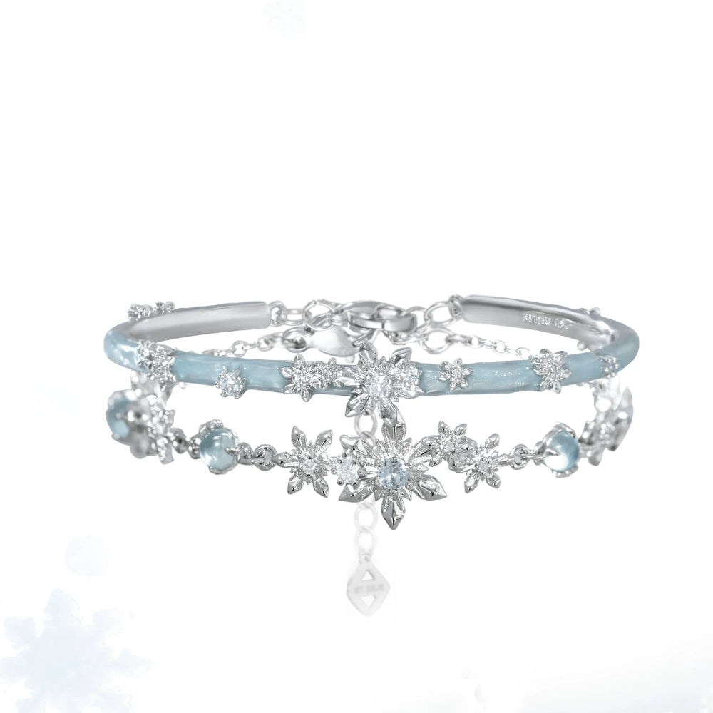 Snowflake Bangle – Original Niche Design, Minimalist Cool-Tone Couple Bracelet