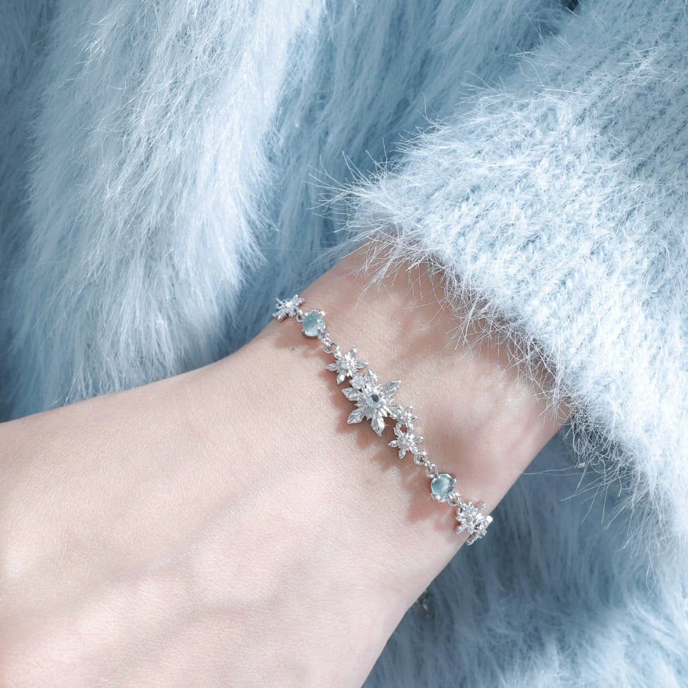 Snowflake Bangle – Original Niche Design, Minimalist Cool-Tone Couple Bracelet