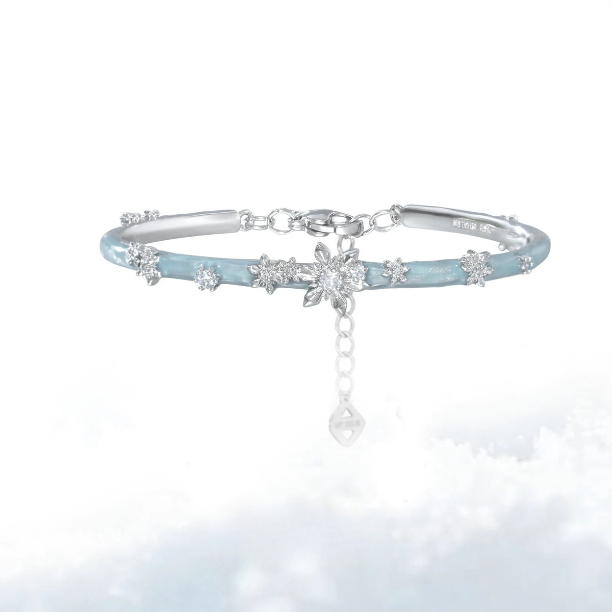 Snowflake Bangle – Original Niche Design, Minimalist Cool-Tone Couple Bracelet