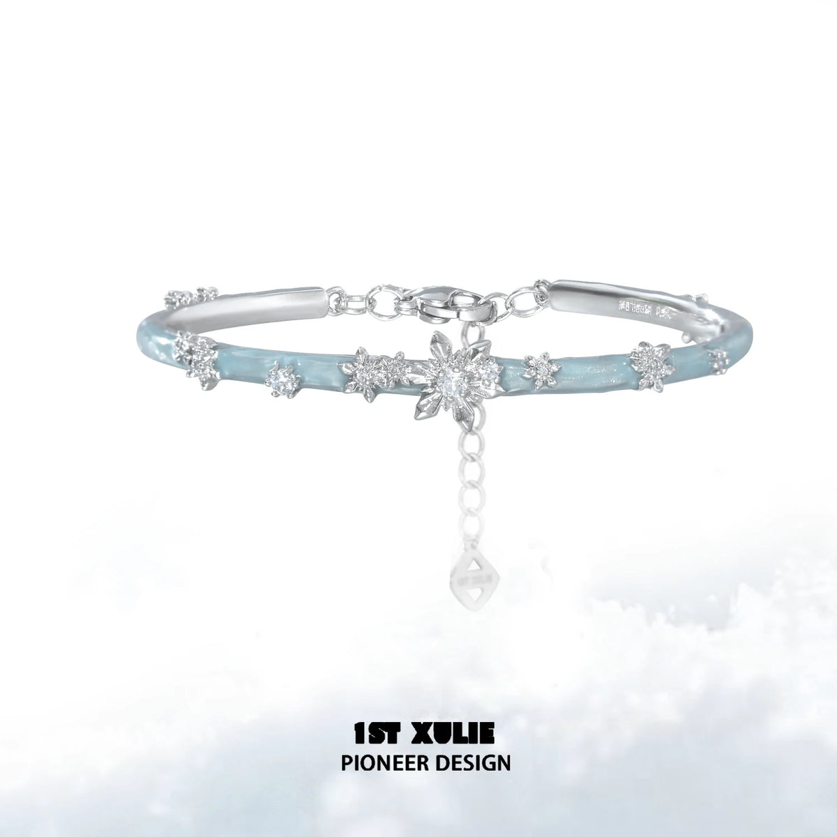 Snowflake Bangle – Original Niche Design, Minimalist Cool-Tone Couple Bracelet
